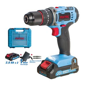 Fixtec New Design 20V Cordless Impact Drill with 2X2000mAh Li-ion Battery 13mm Power Drill