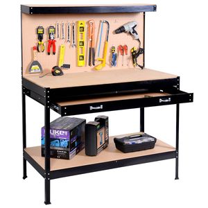 Garage Workshop Work Bench Table Workstation Steel Tool Cabinet Storage Workbench