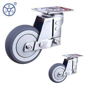 3 in 4 in 5 in Plate Casters Double Spring Loaded Shock Absorber Industrial Swivel TPR Wheels Industial Caster Footmaster