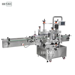 Henwi Automatic Adhesive Sticker Flat Surface Label Applicator Laundry Detergent Bottle Labler Double Sides Labeling Machine