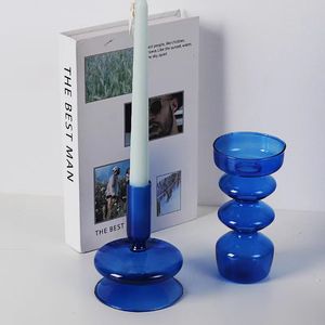 Home Decorative Glass Candle Stand Set Wholesale Glass Candlestick