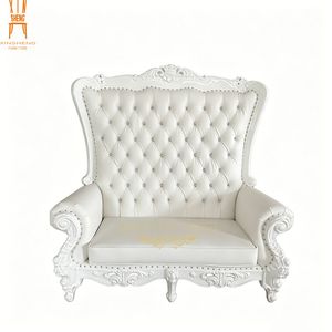 Foshan Factory Wholesale White Carved Frame High Back King Throne Sofa for Wedding Event