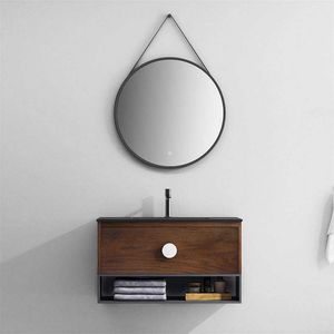 Hotel Solid Wooden Wall Mounted Custom Bathroom Vanity Mirror Cabinet