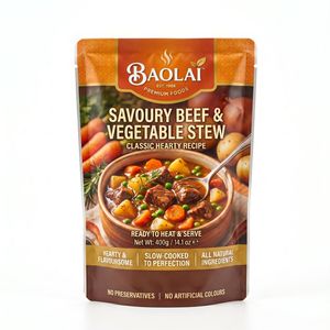 Custom Printed 121 Degree Stand up Aluminum Foil Retort Bag Pre Cooked Curry Soup Liquid Food Packaging Stew Pouch