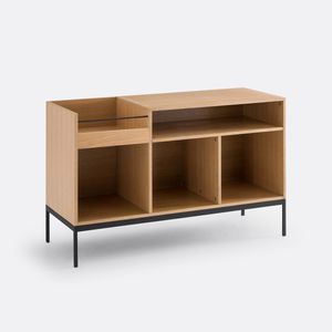 Multi-Functional Solid Wood Storage Cabinet with Drawer and Open Shelves for Entryway