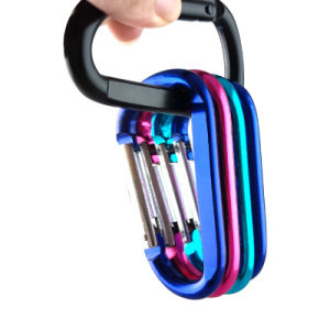 D Shape 12kn Mini Aluminum Carabiner Keychain Spring Snap Hooks