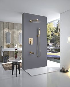 Bathrooms Concealed Shower Mixer with Square Shower Head Brushed Gold