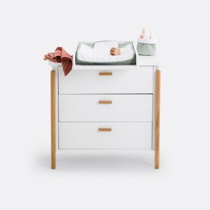 Multifunctional 3-Drawer Wooden Baby Changing Table and Storage Cabinet with Detachable Top