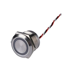Illuminated Touch Waterproof 19mm Piezo Switch with 300mm Wire