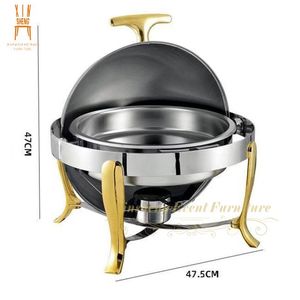 Hot Selling Round Shape Cover Gold Silver Stainless Steel Buffet Chafing Dish Buffet Food Warmer for Hotel Restaurant