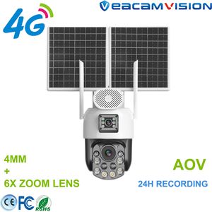 Aov Network 4G Solar CCTV Kit, 2K 4MP Dual-Lens PTZ Camera, 6X Zoom & Full Color, Ideal for off-Grid Areas Monitoring CCTV