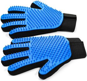 Pet Hair Removal Glove for Dogs & Cats, 2-in-1 Deshedding Brush & Massage Mitt - Grooming Gloves for Shedding Control, Bathing and Washing, Safe for Short/Long