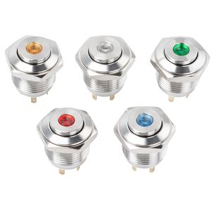Customized 16mm Metal Push Button Switch with DOT LED IP67 Waterproof Push Button Switch 1no 1nc Latching 4pins Gold Plated