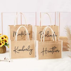 Custom Logo Printed Eco-Friendly Linen Shopping Bag Handbag Beach Bag Jute Tote Bag