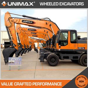 Versatile Unimax Ew75u Ew95u Ew145u Ew215u 6 8 10 13 Ton Wheel Excavators Wheeled Excavator Rubber Tire Excavators Excavator on Wheels Mini Wheeled Excavator