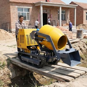 Crawler Mini Concrete Mixer Yh-750 13.5HP Gasoline Engine 420cc Tracked Cement Mixer with Hydraulic Tipping