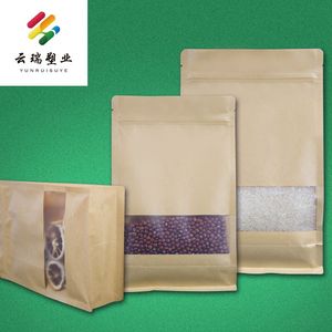 Eco-Friendly Resealable Kraft Paper Bags with Window for Food Packaging