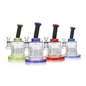 Esigo Colorful Base Borosilicate Glass Water Pipe with Black Silicone Mouthpiece Showerhead Percolator Recycling Rig for Dry Herb Tobacco