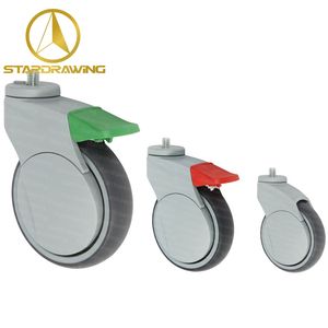 Stardrawing 3/4/5inch 75/100/125mm Medical Trolley Castor Wheel Threaded Stem Hospital Caster
