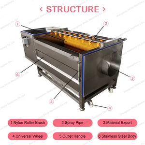 Brush Roller Potato Carrot Ginger Lotus Root Washing Peeling Machine
