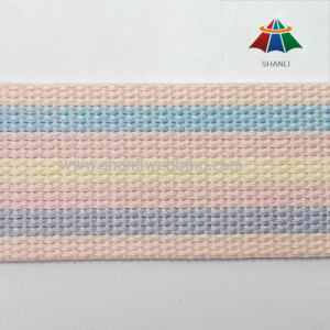 5cm Flat Braided Rainbow Color Striped Cotton Polyester Webbing