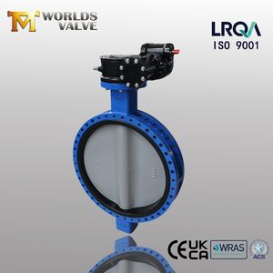 Worm Gear Double Flange U Section Nylon Coated Disc Butterfly Valve