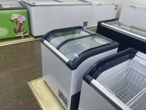 Convenience Store Energy Saving Horizontal Display Curved Glass Door Refrigerator Ice Cream Freezer