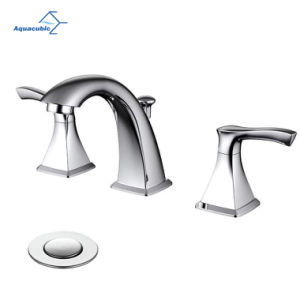 Aquacubic Cupc Certified Deck Mount Widespread 3 Hole Double Handle Save Water Bathroom Basin Faucet