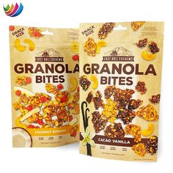 Customized Printing Nuts Grade Food Zip Lock Kraft Paper Stand up Pouching Bag with Logo