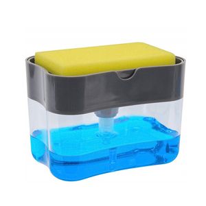 Kitchen Sink Cleaning Soap Dispenser Auto Liquid Sponge Holder