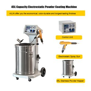 Ailin New Arrival Portable Manual Spray Gun Electrostatic Powder Coating Machine for Rim Spray Paint Metal with 45L Hopper