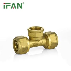 Ifan High Performance DIN 16892 Pex Fittings Brass 1/2"-1" Brass Compression Fittings Thread Female Tee Gas Fittings