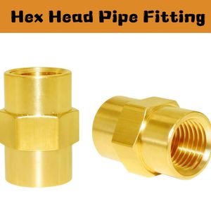 1/2" X 1/2" NPT Female Coupler Soild Brass Hex Nipple Coupling Pipe Fitting