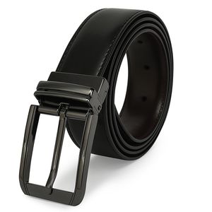 Men's Genuine Leather Black Versatile Simple Buckle Waist Belt