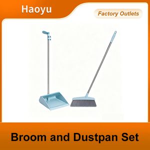 Indoor Broom and Dustpan Set Lobby Pan & Broom Set Long Handled Dust Pan & Brush Set Long Handle Broom & Dustpan Set for Home & Office Floor Cleaning