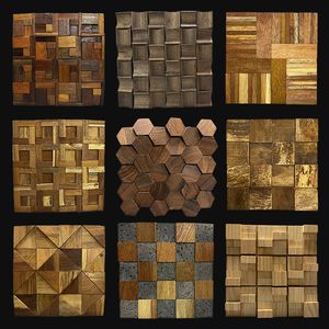 Hisong Wholesale Interior Decorative Timber Background Wooden Wall Panel Solid Wood Mosaic