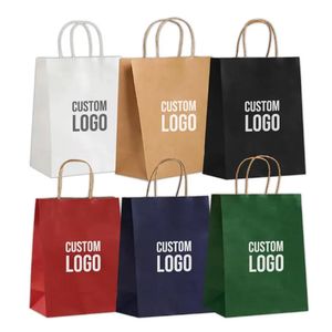 Recyclable Kraft Paper Gift Bags with Handles Custom Sizes for Wholesale Packaging