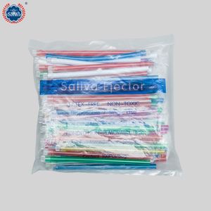 Dental Material Disposable Plastic Soft Dental Saliva Ejector Bendable Colorful Clear Suction Tips