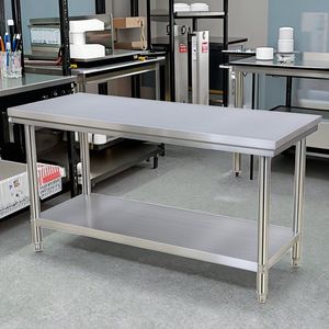 Commercial Kitchen Double Layer 304 Stainless Steel Work Bench Industrial Restaurant Tables 2-3 Layer Working Table