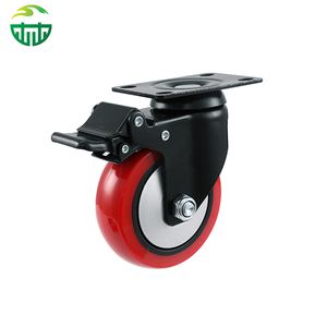 Red Medium-Duty PU Casters – Solid Polyurethane Wheels for Furniture and Carts