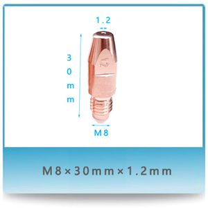 Conductive Nozzle M8*30*1.2 Conductive Nozzle Conducting Nozzle Welding Torch Consumables Welding Contact Tip Chrome-Zirconium Copper Contact Tip Crzrcu Nozzle