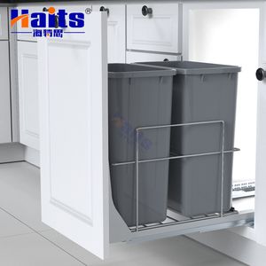 Pull out Garbage Cabinet Trash Can Metal Cupboard Waste Bins