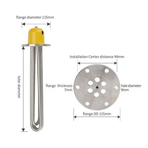 110V 220V Stainless Steel Electric Tubular Flange Immersion Rod Water Heater