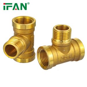 Ifan High Quality Brass Pipe Fitting Water Supply 1/2" Female Male Threaded Tee Brass Fittings