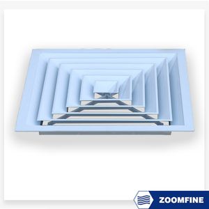 Ultra Low Noise Rear Wall Installation Square Air Extraction Square Diffuser