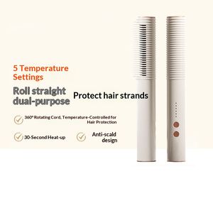 Hair Straightener Brush Thermal Brush Curling Brush Straightening Brush for Women with 5 Temps Hot Comb