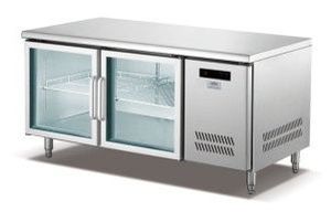 2 Glass Door Commercial Refrigerated Work Table with Display