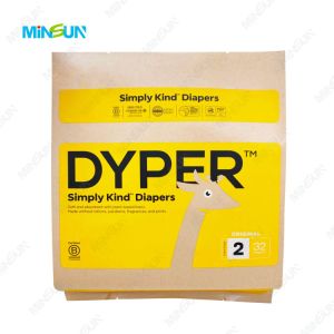 Degradable Paper Bag for Baby Diaper Packaging with Strong Seal Custom Printed Kraft Paper Design in Size S