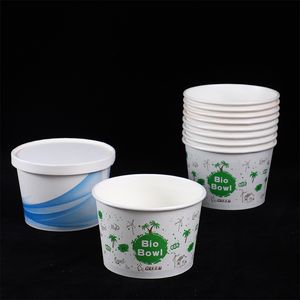 Paper Salad Bowl with Lid 500ml-1300ml Disposable Kraft Paper Compostable Bowls