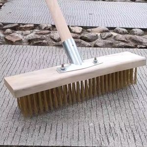 Wooden Copper Wire Floor Brush with Flat Steel Bristle for Cleaning Block Paving